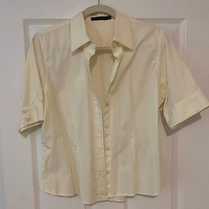 The Limited quarter sleeve canary yellow button down collared shirt size L